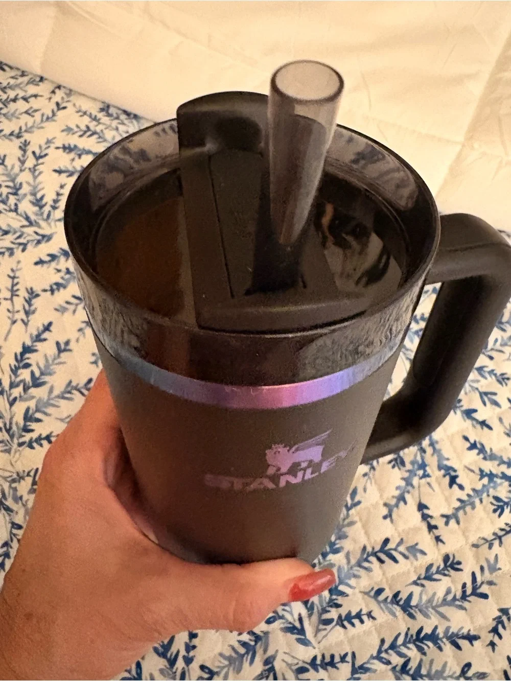 Stanley quencher h2.0 30 oz. Black Tumbler with Iridescent Purple Accents